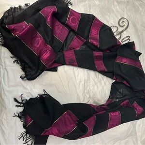 Black and Pink Striped Fashion Scarf